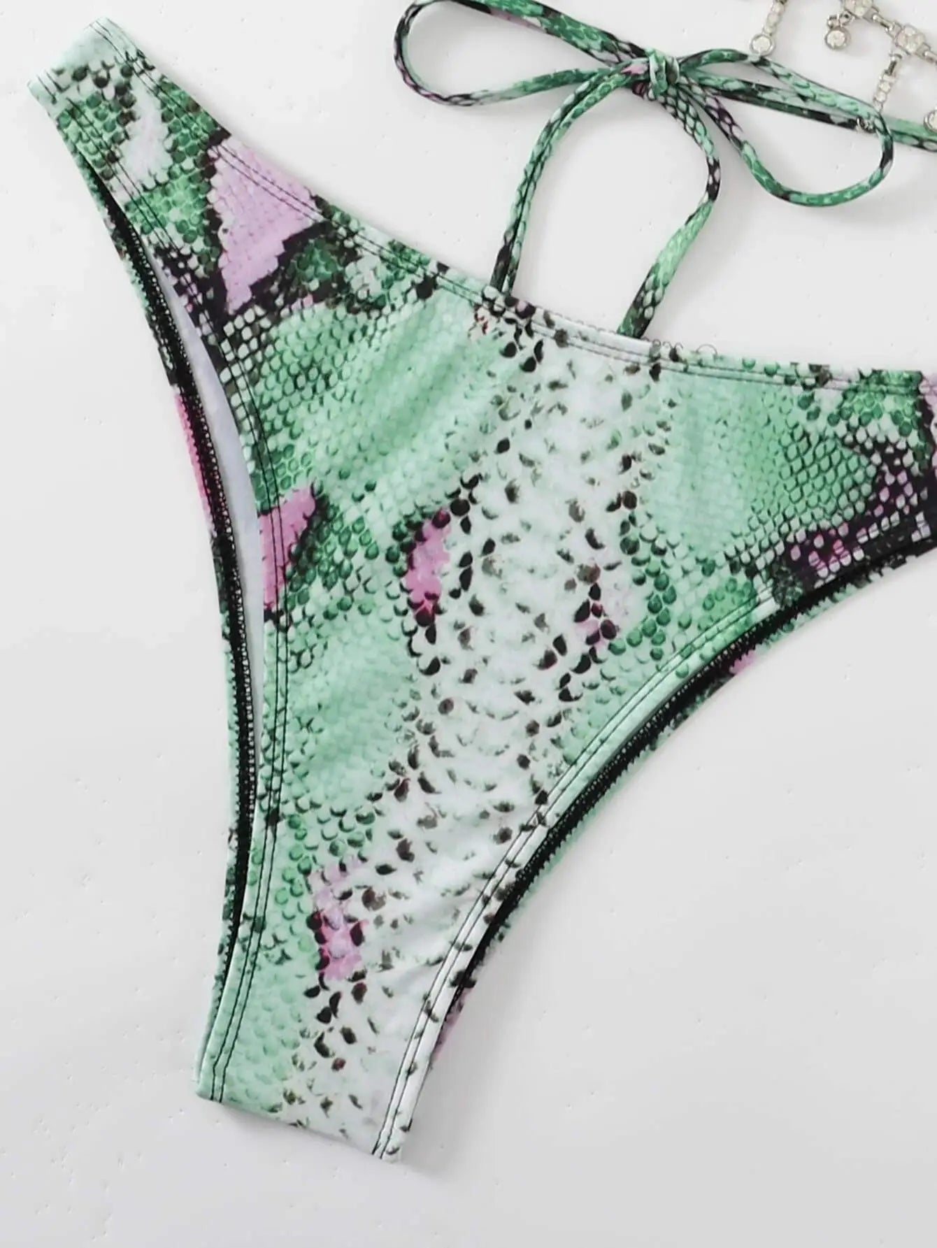 Bikini de Serpiente con Lentejuelas - Traje de Baño Glam para la Arena