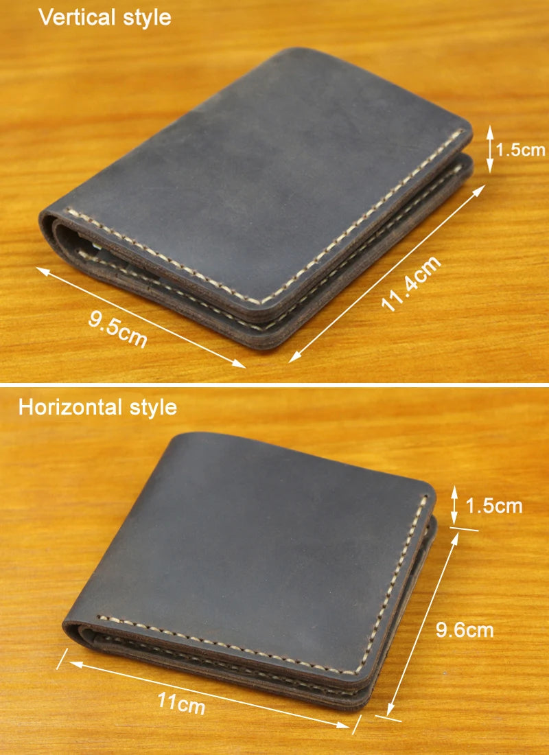 Cartera de Cuero Crazy Horse para Hombre | Hecha a Mano | Clips de Cuero | Bolsillo Vertical
