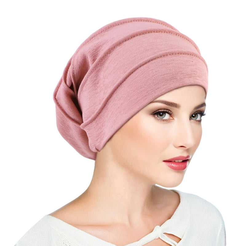 Gorro respirable para mujer, turbante Hijabs para mujer, gorro de tela elástica para la cabeza, gorro suave con volantes para quimio contra el cáncer, bufanda musulmana, venta al por mayor