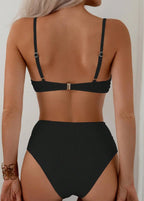 Bikini con Tirantes Finos y Cuello en V - Cintura Alta Torcida
