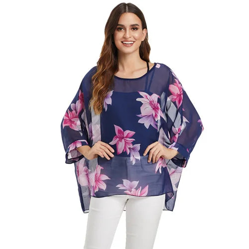 Vestido casual bohemio estilo chiffon disponible en tallas grandes 4XL 5XL 6XL vestido vintage floreado con cuello en O camiseta estilo long top