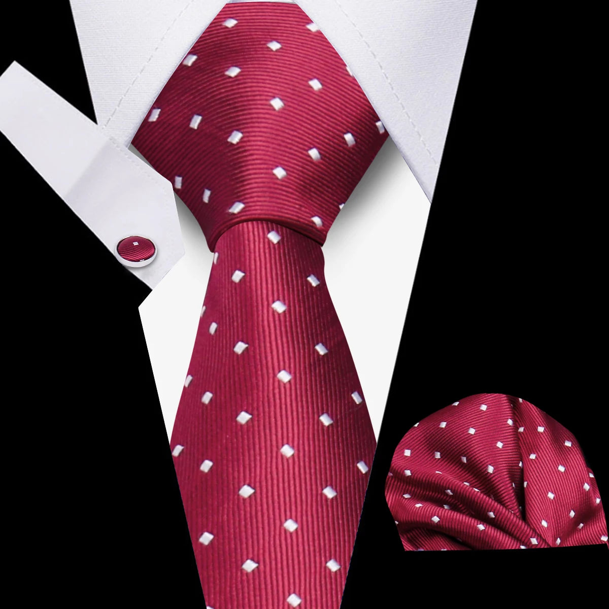Conjunto Corbata Pañuelo Gemelos Negocios Boda Accesorio De Moda