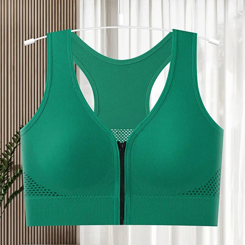 Top Deportivo Cremallera Frontal | Cuello V | Acolchado Sin Costuras | Ticotrendy
