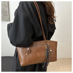 Y2K-Bolso de hombro de trabajo de gran capacidad para mujer, bolsos sencillos de Color sólido, bolso de mano de cuero PU