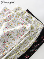 Falda Larga De Gasa Floral Con Abertura Y Vuelo De Verano