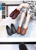 Mocasines Retro Marrones con Cuña | Cuero | Bailarinas Oxford | Talla Grande