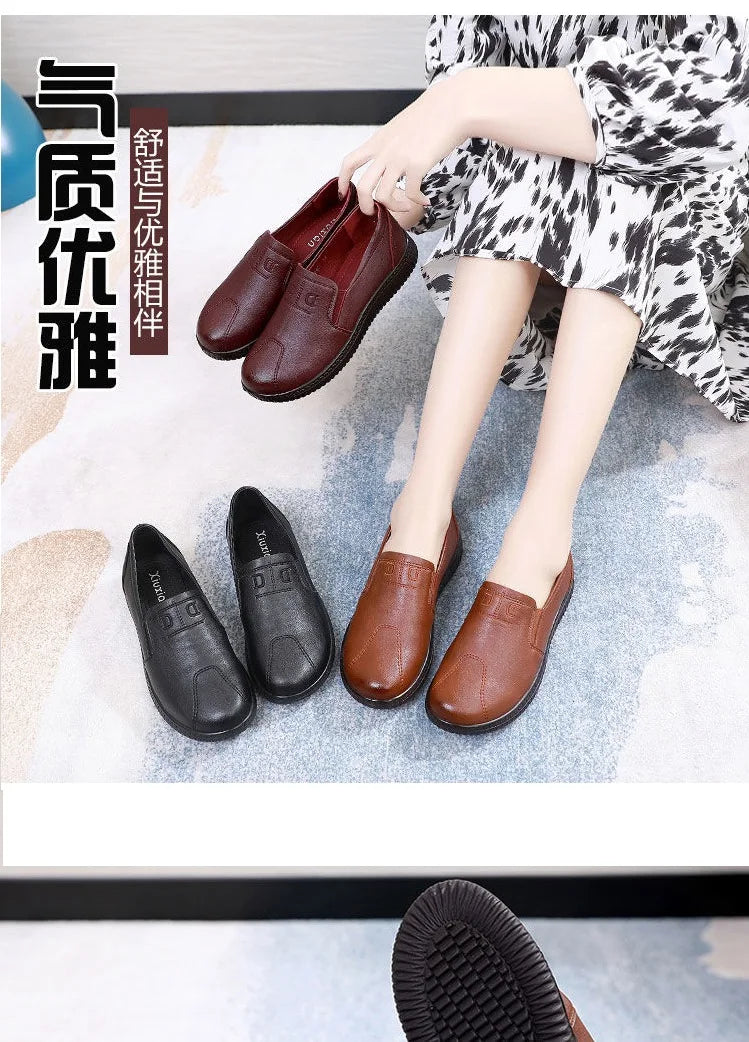 Mocasines Retro Marrones con Cuña | Cuero | Bailarinas Oxford | Talla Grande