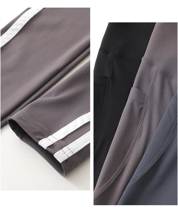 Mallas Piel Tiburón Raya Bolsillo | Cintura Alta Ajustado Fitness | Yoga Ciclismo Correr Otoño | Ticotrendy