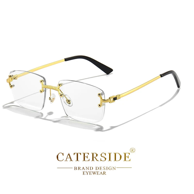 Gafas de Sol CATERSIDE | Cobre y Lentes Degradados Azules | Cuadradas Sin Montura | Lujo Unisex