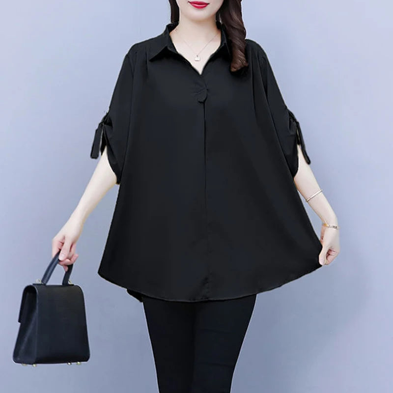Blusa de gasa holgada para mujer | Moda de verano y otoño, talla grande