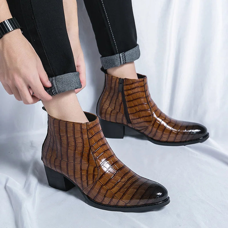 Zapatos Formales Hombre Ticotrendy Piel Dividida Boda Cómodos Con Cremallera | Punta Puntiaguda