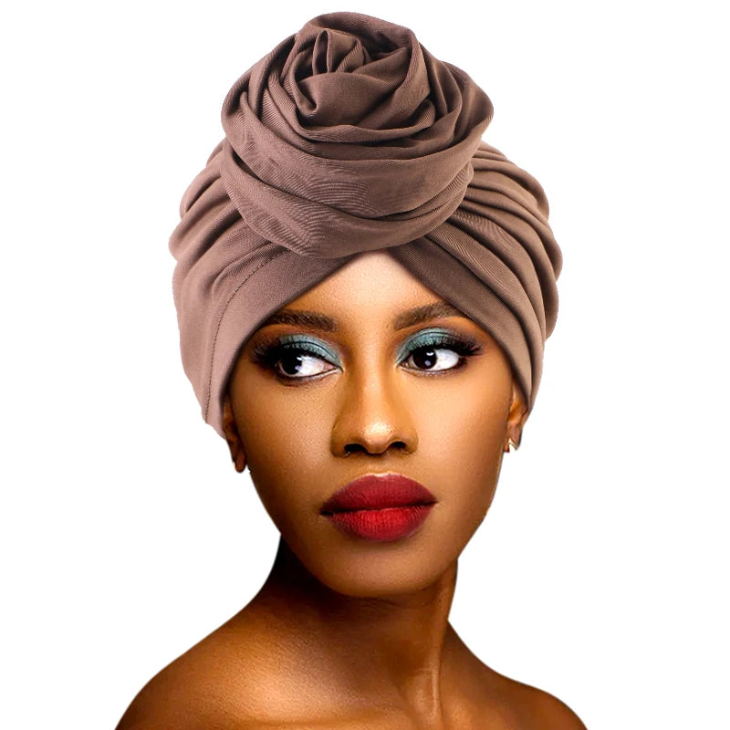 Turbante de flores grandes para Mujer, gorro Hijab musulmán, Bandana para quimio, sombrero africano, tocado para fiesta de boda, Turbante