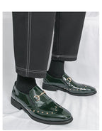 Zapatos Hombre Charol Elegantes Punta Puntiaguda Boda Sin Cordones | Diseño Liso