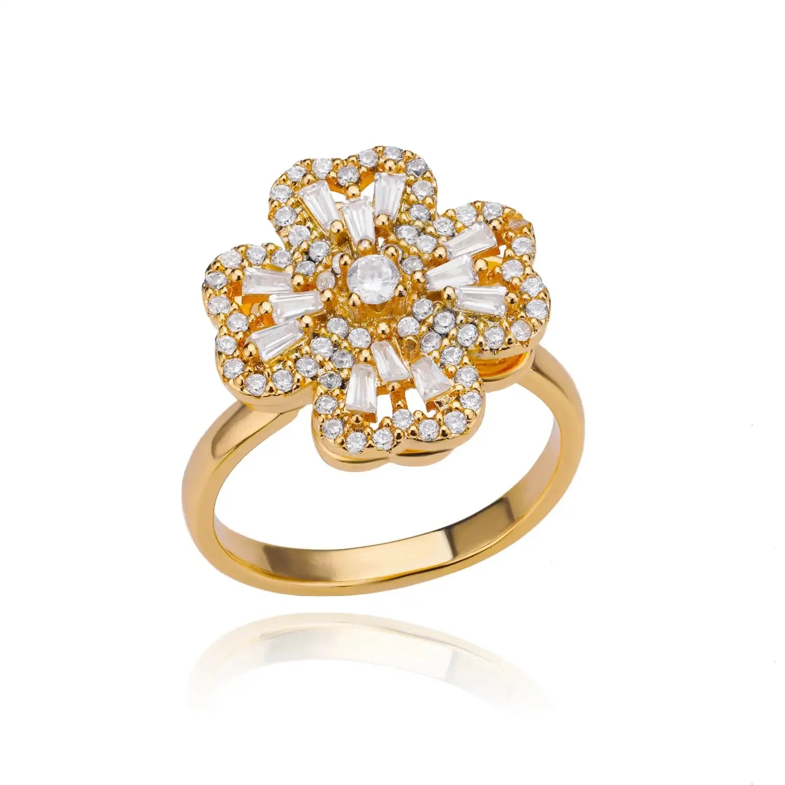 Anillo Ticotrendy Giratorio | Flor de Loto Zirconia | Acero Inox Oro | Joyería Moda 2025