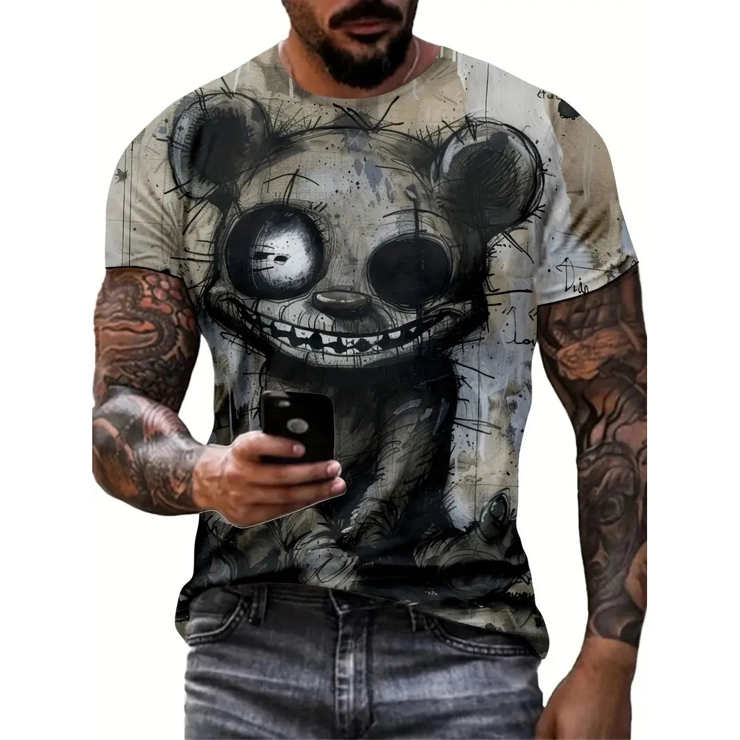 Camiseta Oversize Hombre ∣ Estampado Animal ∣ Moda Urbana Verano