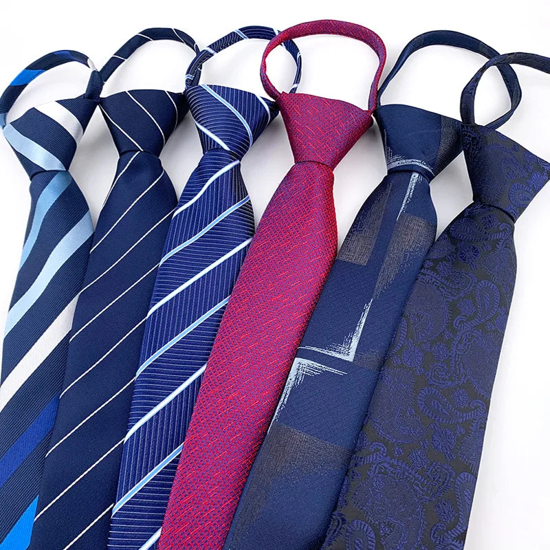 Corbata Preatada Con Cremallera Rayas Negocios Estilo Moderno y Tico