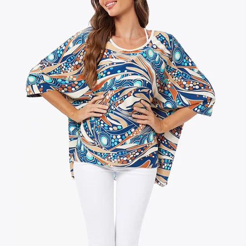BHFlutter-camisa de talla grande para mujer, Top bohemio estampado, camiseta informal de gasa, 4XL, 5XL, 6XL, 2023