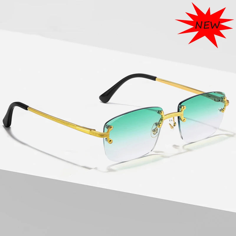 Gafas de Sol CATERSIDE | Cobre y Lentes Degradados Azules | Cuadradas Sin Montura | Lujo Unisex