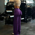 Mallas de pierna ancha para entrenamiento de gimnasio para mujer, pantalones de Yoga sueltos con Control de barriga de cintura alta, pantalones deportivos rectos para levantamiento de cadera gris