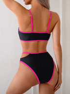 Bikini Sin Espalda Color Bloqueado Sexy - Traje de Baño 2025