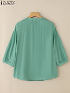 Blusa Vintage 2025 para Mujer | Bordado Floral | Túnica Holgada con Botones | Ticotrendy