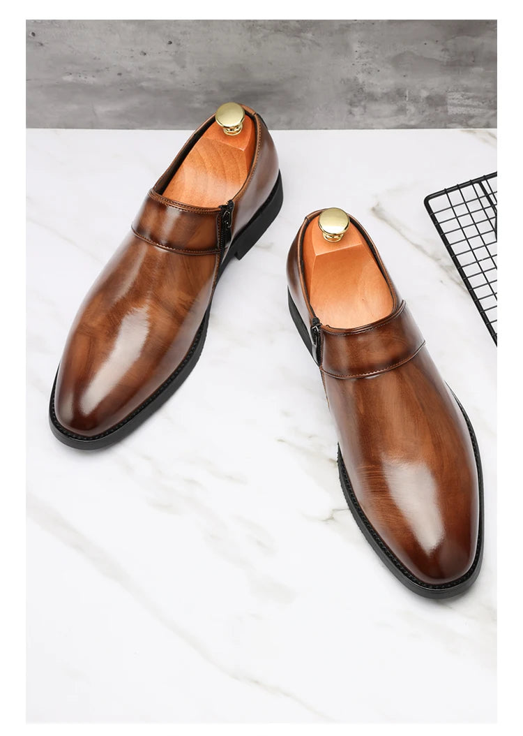 Zapatos Formales Morados Hombre | Charol Punta Estrecha Sin Cordones Cómodos Negocios