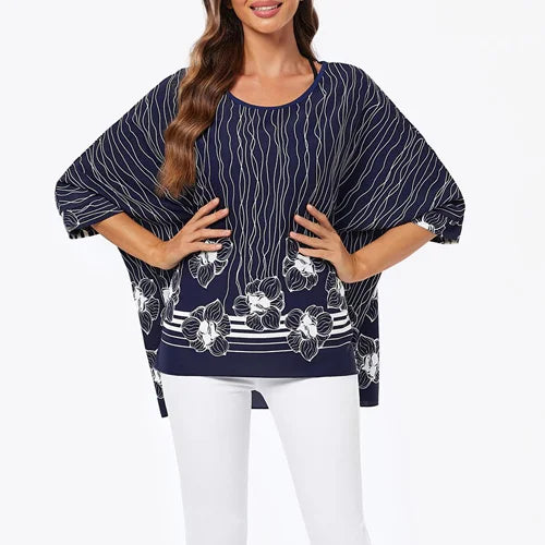 BHFlutter-camisa de talla grande para mujer, Top bohemio estampado, camiseta informal de gasa, 4XL, 5XL, 6XL, 2023