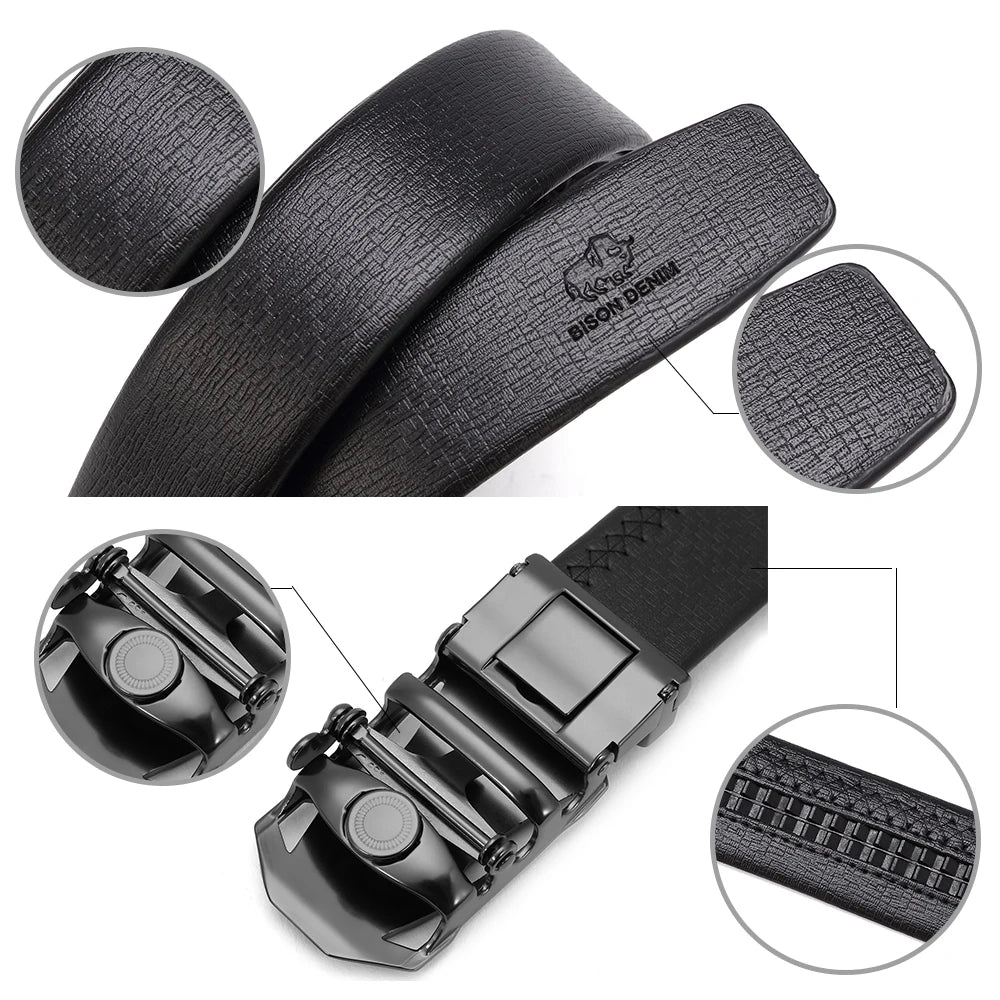 Cinturón Tico Cuero Auténtico Hebilla Automática Elegancia Casual
