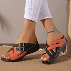 Zapatillas de Cuña con Tiras Cruzadas | Colores Combinados | Suela Suave Antideslizante | Talla 43
