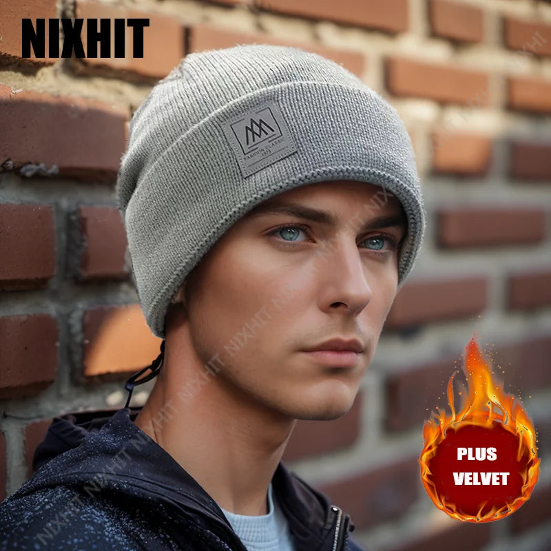 Gorro Punto Grueso Terciopelo Acrílico Cálido Térmico | Invierno Ajustable Casual Unisex