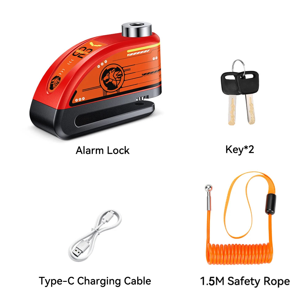 Candado de Disco para Motocicleta | Alarma de 120dB e Impermeable  | Ticotrendy