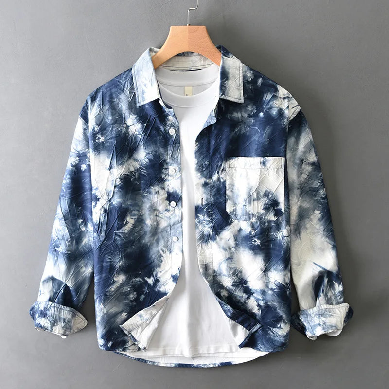 Camisa Casual Hombre | Estampado Único | Manga Larga | Poliéster | Ticotrendy Costa Rica