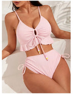 Bikini con Cordón y Volantes - Traje de Baño Sexy para el Verano Tico
