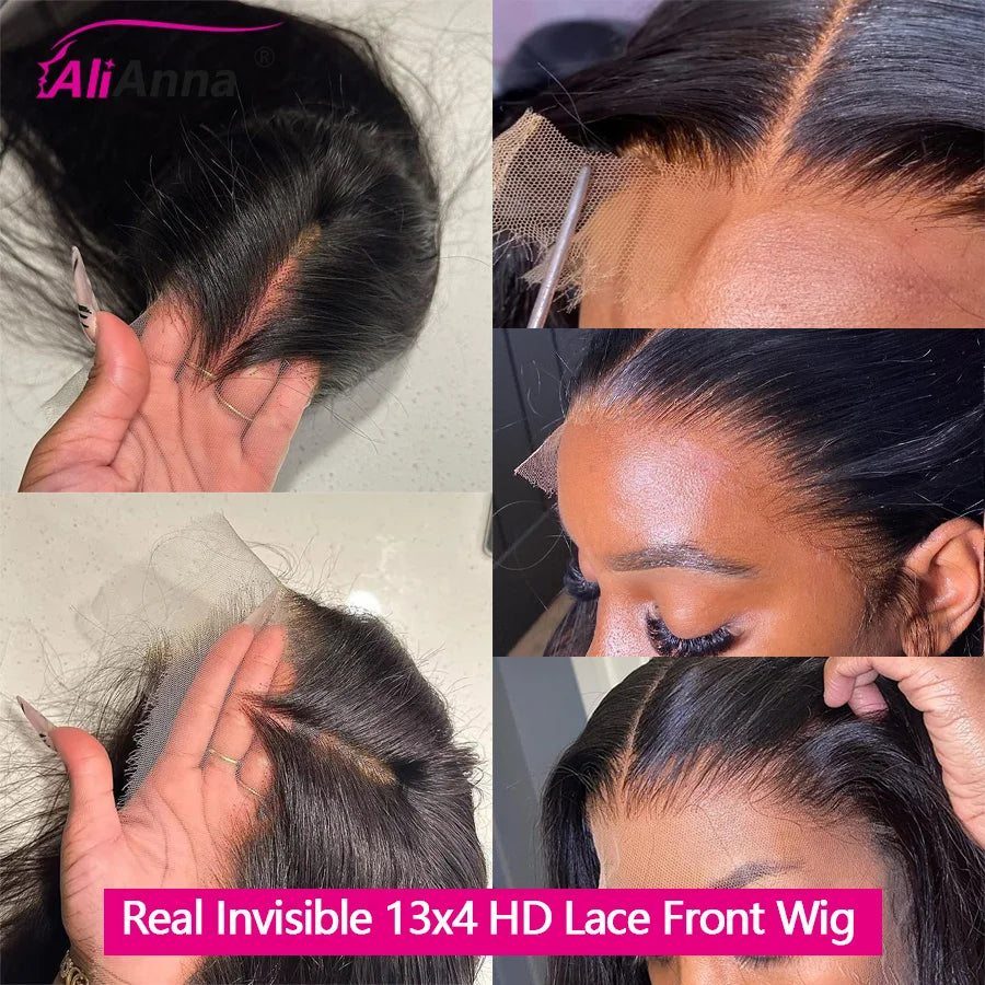 Peluca de encaje HD 100% Real, peluca Frontal de encaje de cabello humano 13x6, pelucas de cabello humano liso de 30 pulgadas, peluca de cabello humano Frontal de encaje brasileño 13X4