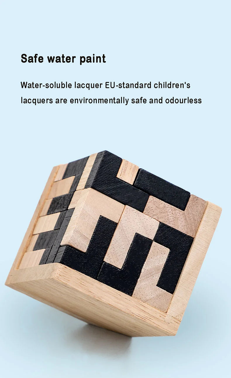 Rompecabezas de cubo 3D Luban entrelazado juguete educativo creativo de madera cerebro mente juego de aprendizaje temprano regalo para niños carta