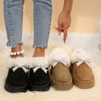 Botas De Nieve Piel Sintética Lazo De Cristal Moda Tica
