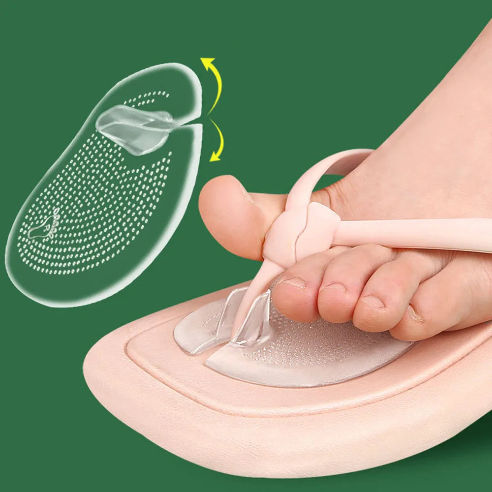 Zapatillas de silicona, sandalias, almohadilla para el antepié, chanclas, Clip, almohadillas para los pies, plantilla para zapatos de GEL, cojín antideslizante de partículas de masaje para el cuidado de los pies