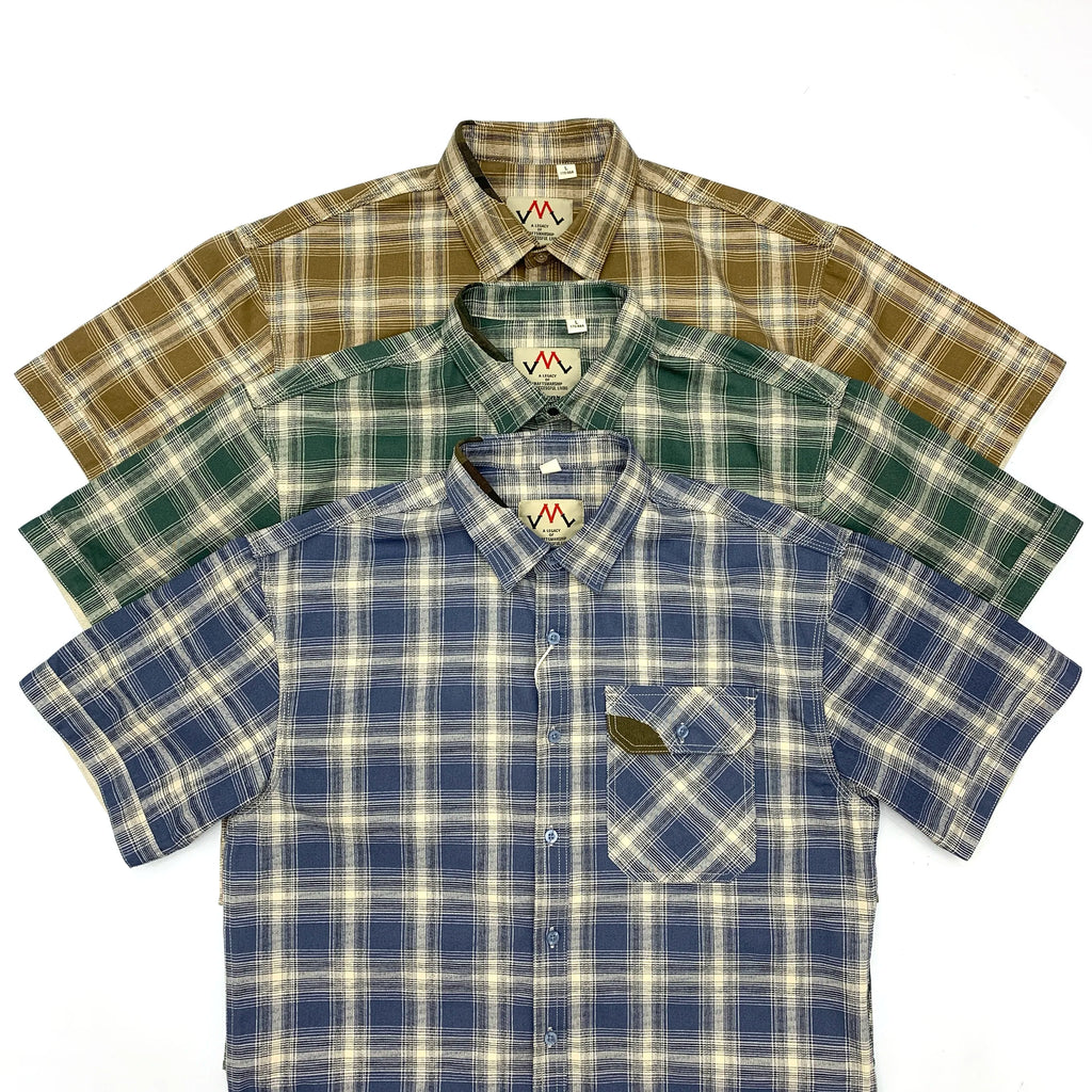 Camisa Cuadros Hombre | Algodón 100% | Estilo Retro Japonés | Manga Corta | Ticotrendy Costa Rica