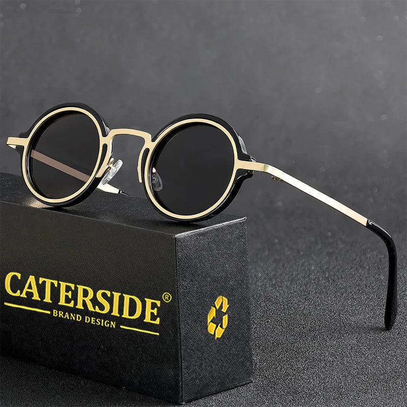 Gafas de Sol Polarizadas CATERSIDE | Redondas Retro | Marco Metal Punk