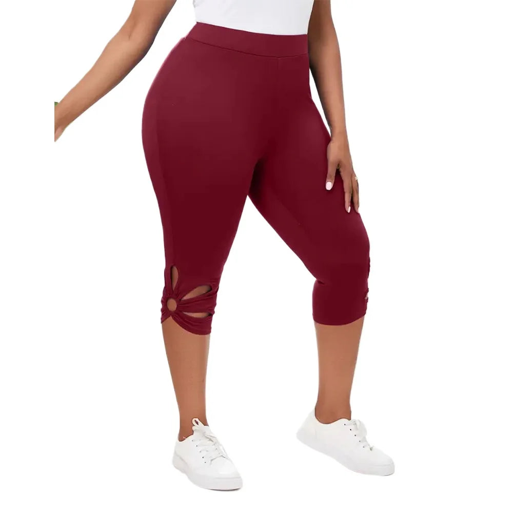 Leggings Elásticos Talla Grande | Pantalones Capri Sin Costuras | Cintura Elástica para Verano | Tico Trendy