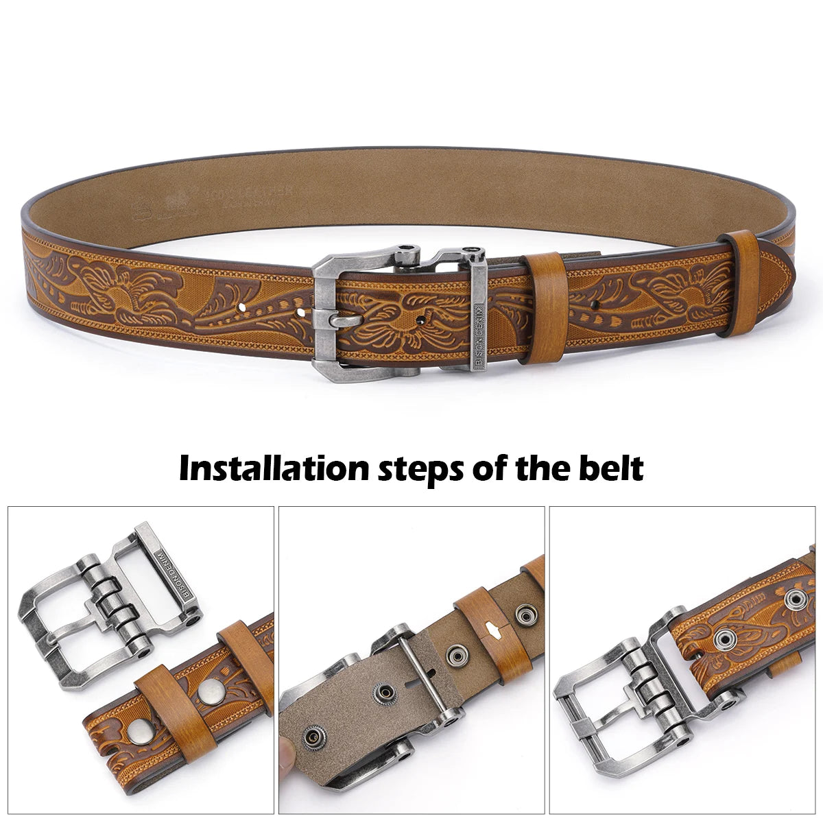 Cinturón Tico | Cuero Auténtico | Hebilla Vintage | Estilo Casual