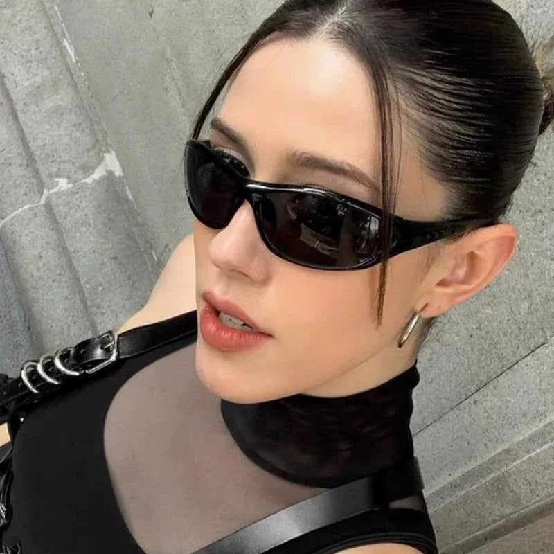 Gafas Sol Y2K Ovaladas Pequeñas Futuristas | Sentido Tecnología Gradiente UV400