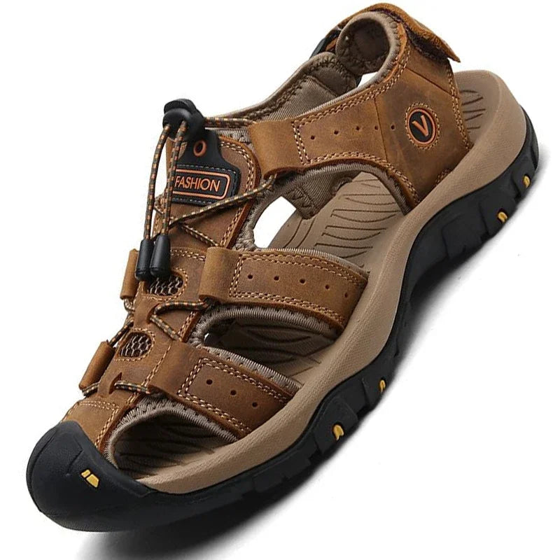Sandalias Cuero Genuino Hombre Ticotrendy Casual Plataforma Hebilla | Moda Lujo Ajustable