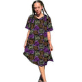 Vestido Africano Ankara de Manga Corta y Cuello en V