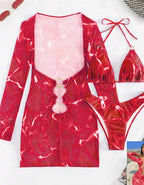 Conjunto de Tres Piezas - Bikini y Cover Up para la Arena