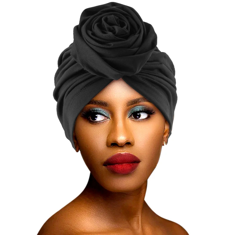 Turbante de flores grandes para Mujer, gorro Hijab musulmán, Bandana para quimio, sombrero africano, tocado para fiesta de boda, Turbante