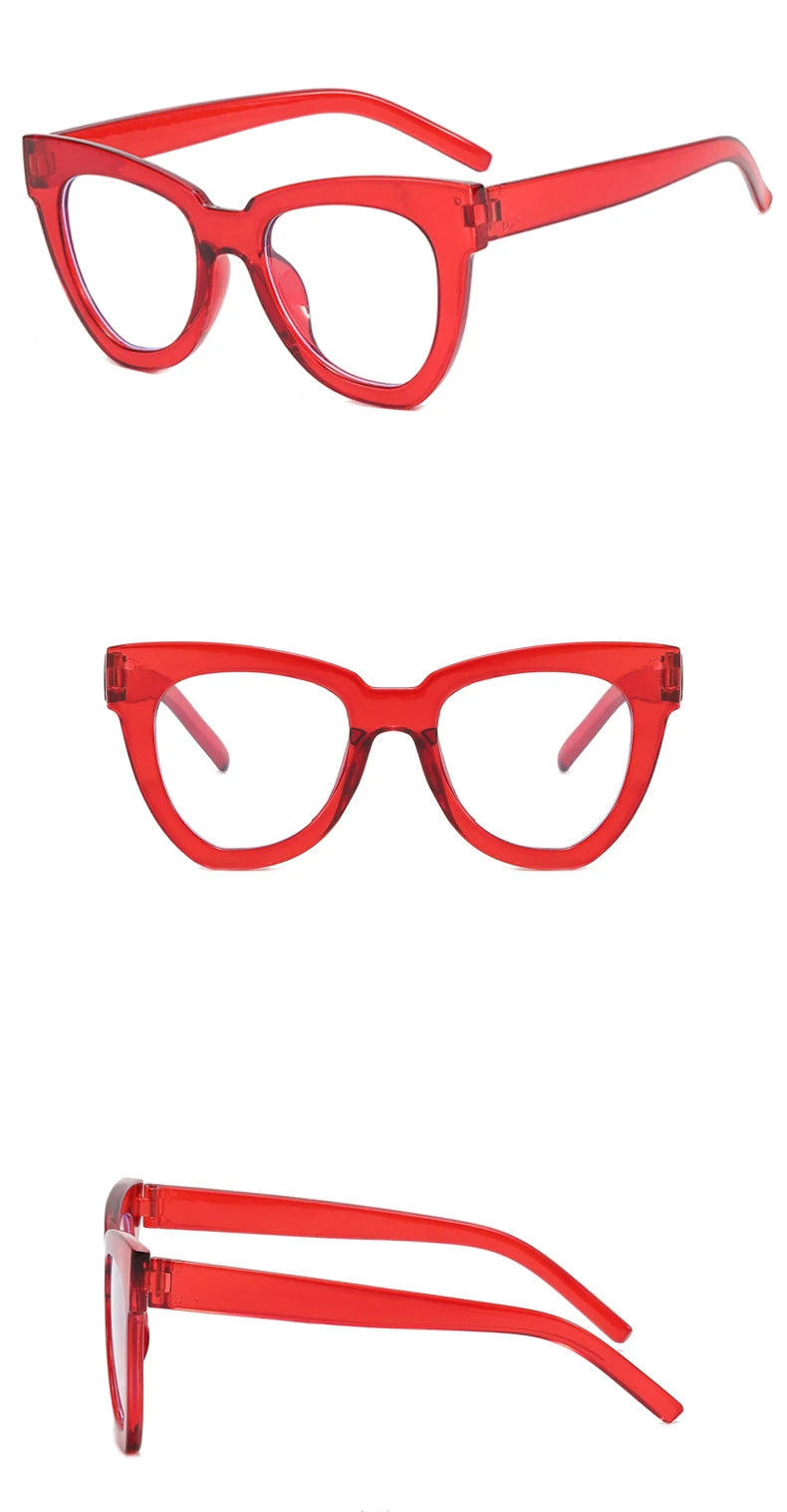 Montura Gafas Ojo Gato Marco Grande Retro Unisex | Antiazules Ópticas Titanio Plástico