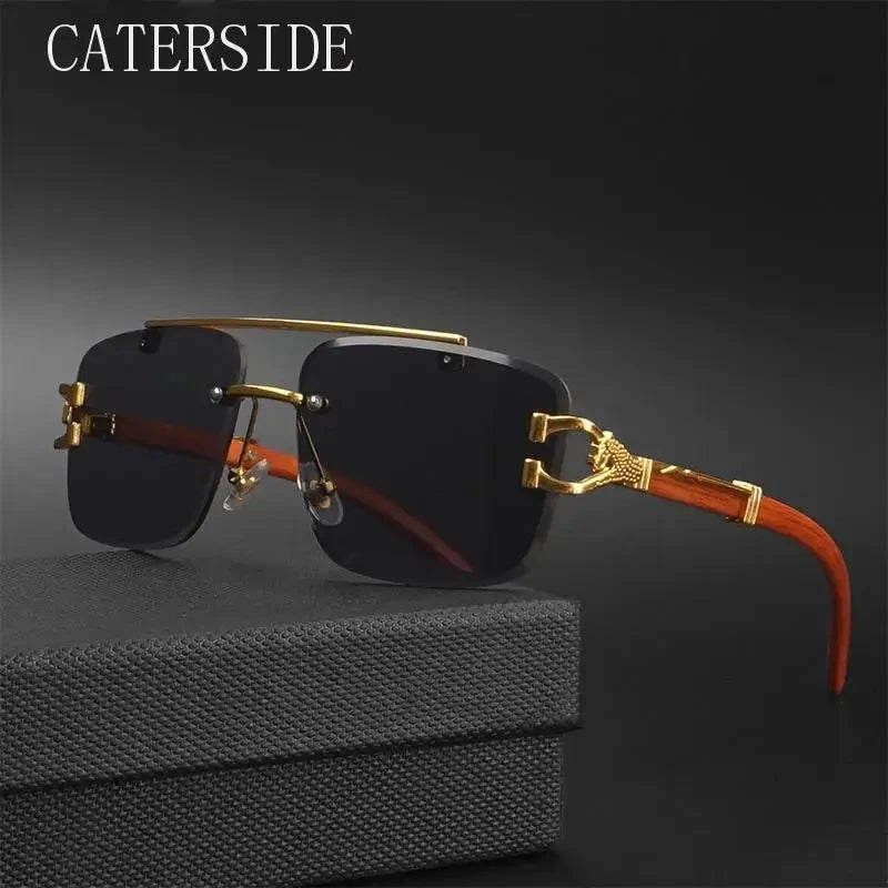 Gafas de Sol Retro | Montura Cuadrada y Parte Superior Plana | Doble Puente