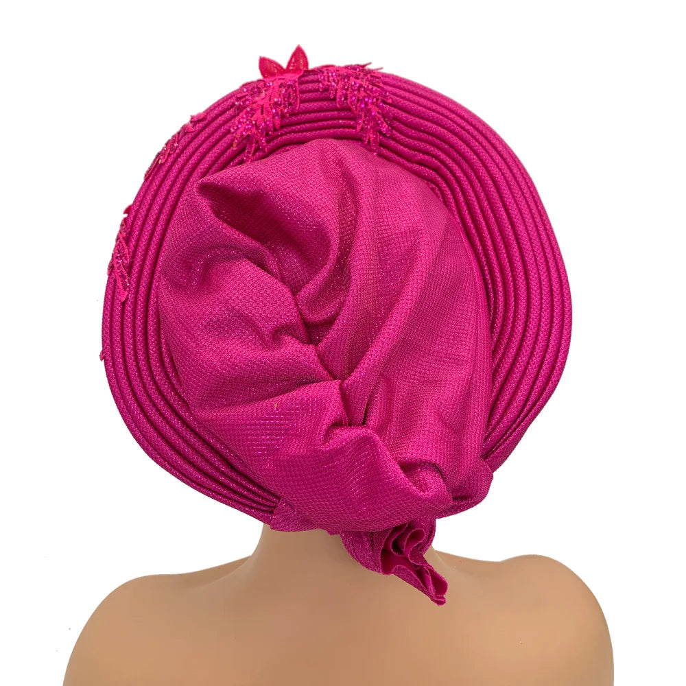 Turbante Africano con Encaje Bordado para Mujer