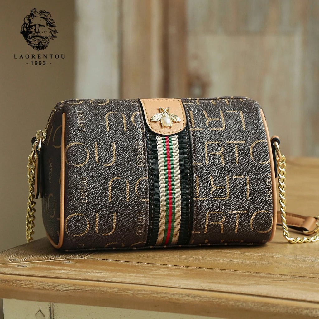 LAORENTOU bolso cruzado Retro de cuero de PVC para mujer, bolso redondo de moda con parte trasera de hombro, regalo para novia, esposa, amante